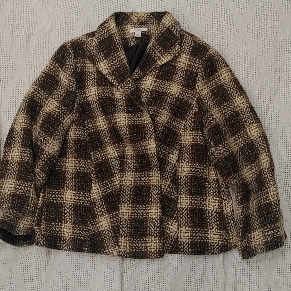 Dressbarn Brown and Cream Tweed Blazer size 18/20W